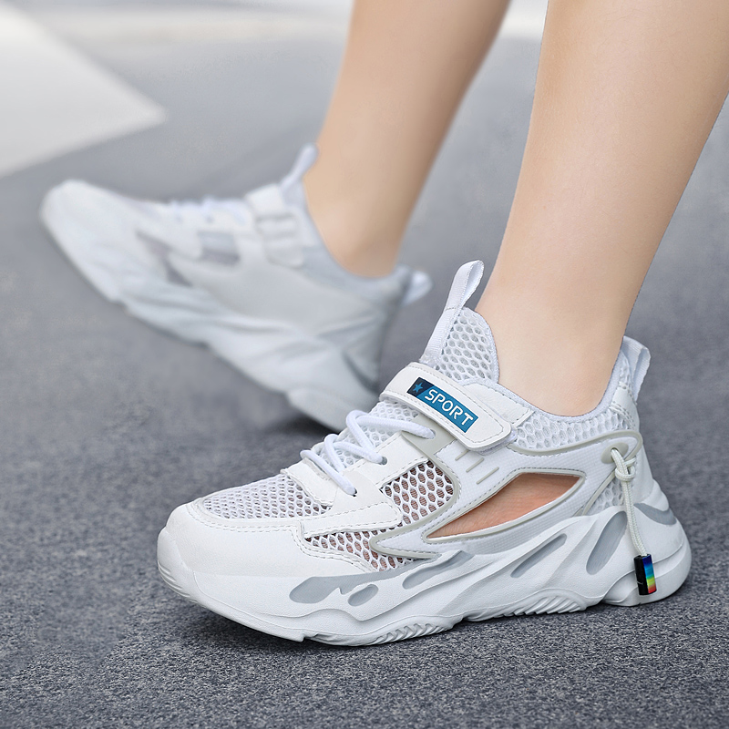 Running Gear For Beginners - 子供用のくり抜かれた通気性のあるサマースニーカー,カジュアルスポーツシューズ,10代の若者向け,Size28-40