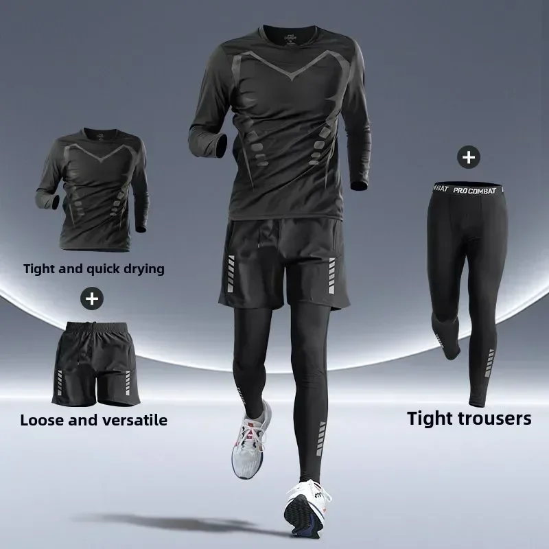 メンズフィットネスランニングセット タイトフィット速乾性ウェ - Running Gear Autumn のレビューと価格