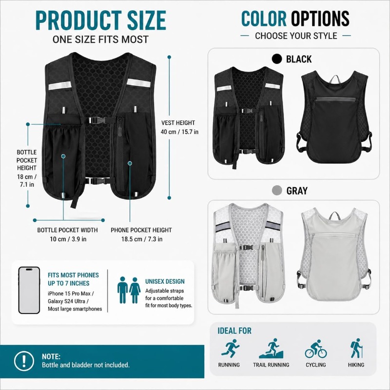 ランニング＆サイクリングスポーツ用反射軽量ベスト、携帯電話収 - Running Gear Autumn のレビューと価格