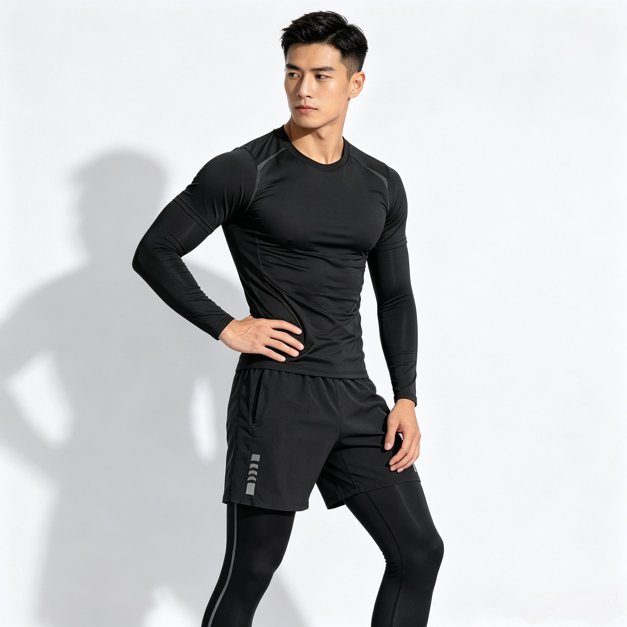 メンズフィットネスランニングセット、タイトフィット速乾性スポ - Running Gear Autumn のレビューと価格