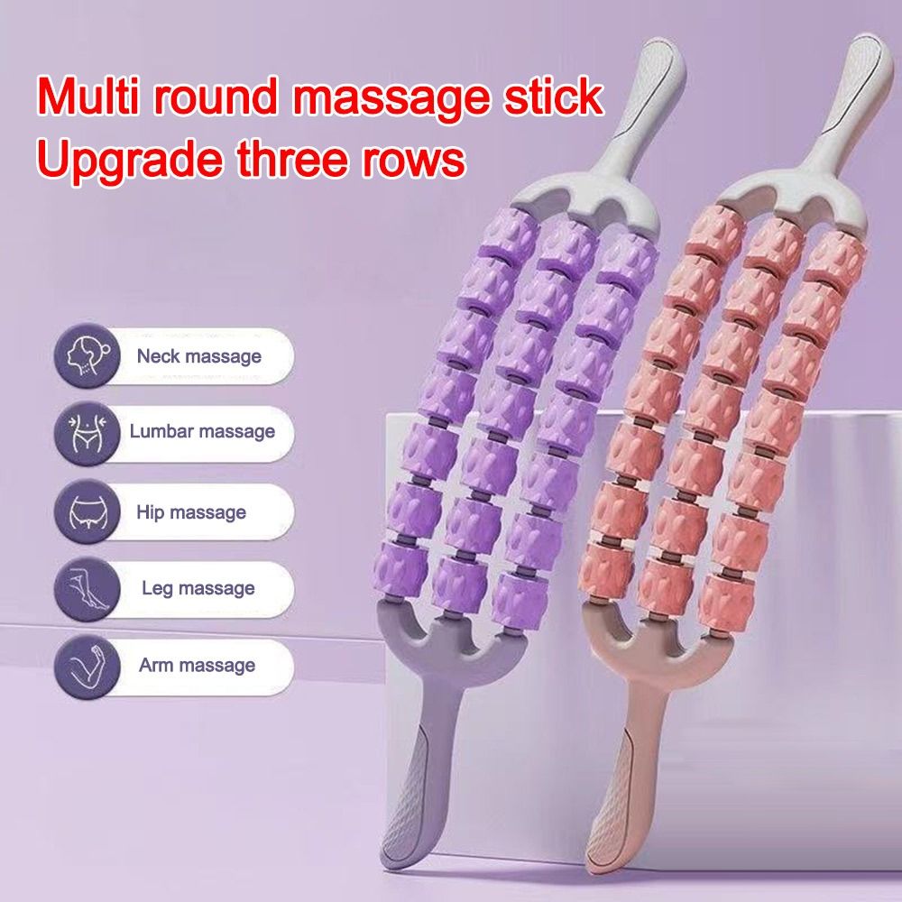 ポータブル3列ヨガマッサージスティック、曲線型滑り止めマッサ - Muscle Roller Stick のレビューと価格