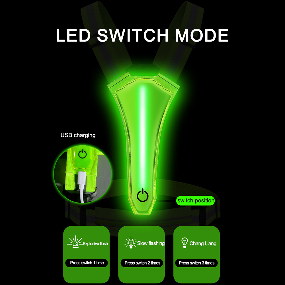 LED反射ベスト ランニングギア 調節可能なウエスト/ショル - Running Gear Autumn のレビューと価格